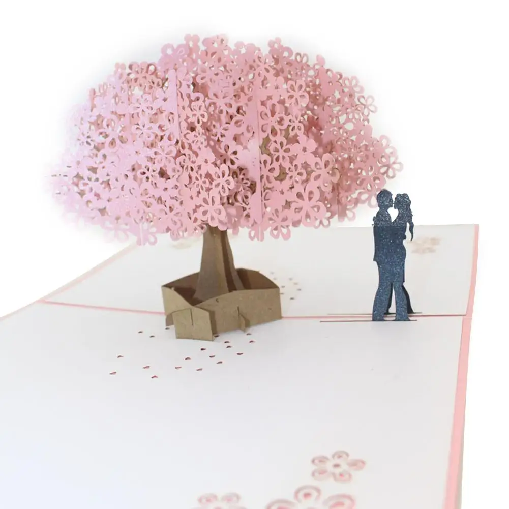  Creative 3D Greeting Card DIY Paper Cut Blessing Card for Holiday Festival Anniversary Valentine's  - 4.00021E+12