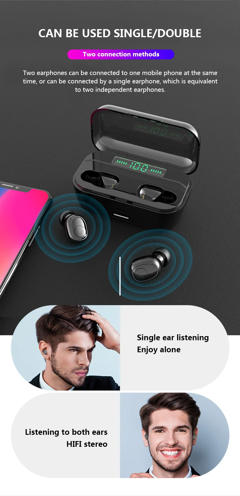 3500 мАч bluetooth беспроводные наушники TWS V5.0 наушники Светодиодный дисплей питания CVC8.0 DSP шумоподавление Спортивная беспроводная гарнитура