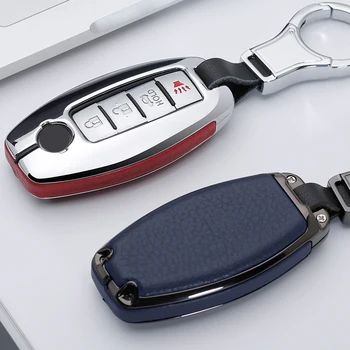 

New Zinc alloy+Leather car key case For Nissan Qashqai J10 J11 X-Trail t31 t32 kicks Tiida Pathfinder Murano Note Juke Infiniti