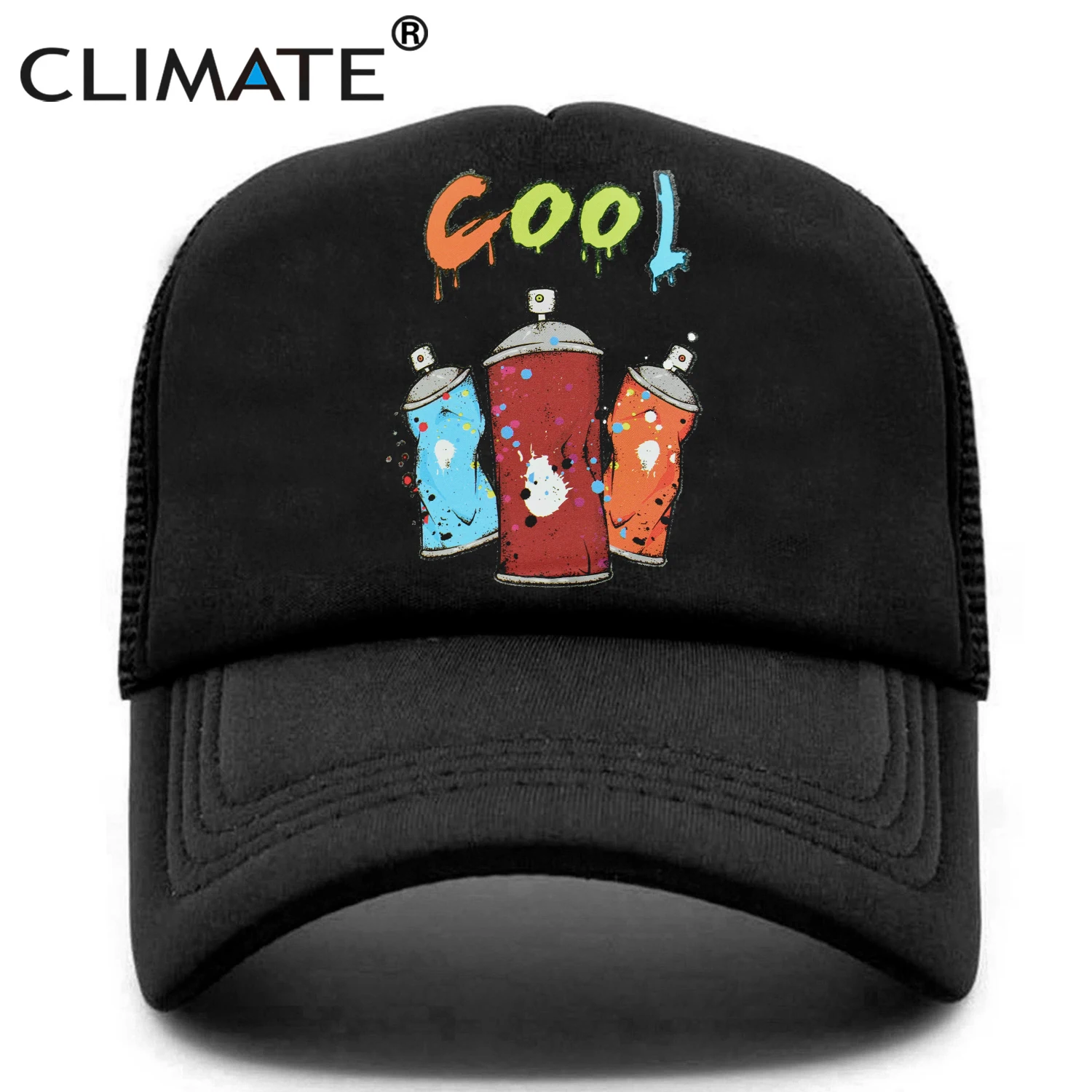 

CLIMATE Doodle Trucker Cap Mesh Hat Street Graffiti Lover Cap Black Cool Summer Baseball Cap Black Trucker Caps Hat