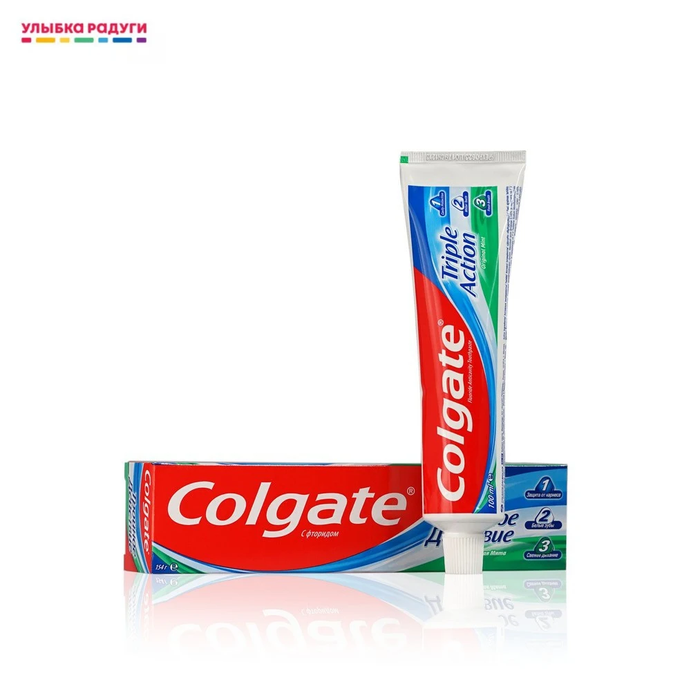 Toothpaste Colgate Triple Action Natural Mint 100 Ml Restore Enamel For