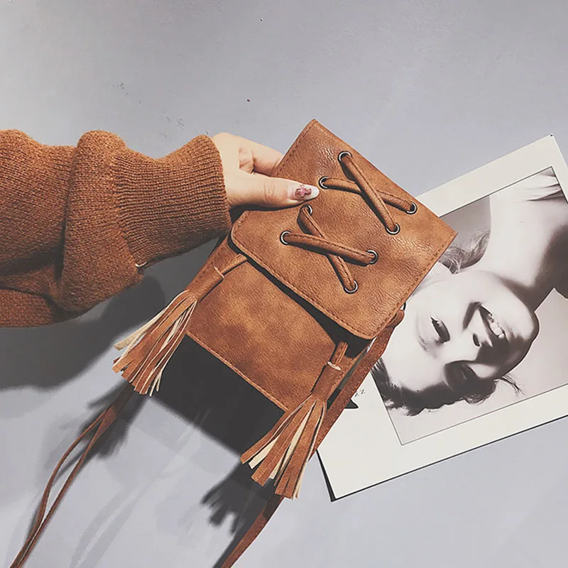 

Mini Messenger Bag Cross Strap Tassel Vertical Bag Cover Mobile Phone Zero Wallet Fashion Versatile Single Shoulder Bag Women's