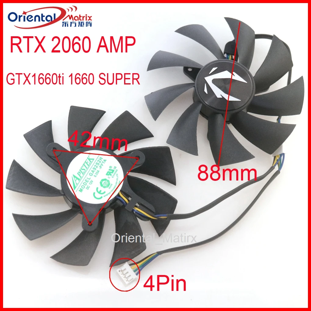 2 Pz/Lotto Ga92S2H -Pfta 12V 0.35A 88Mm 4Pin Per Zotac Rtx2060 Amp Gtx1660Ti 1660 Super Ventola Di Raffreddamento Della Scheda Grafica