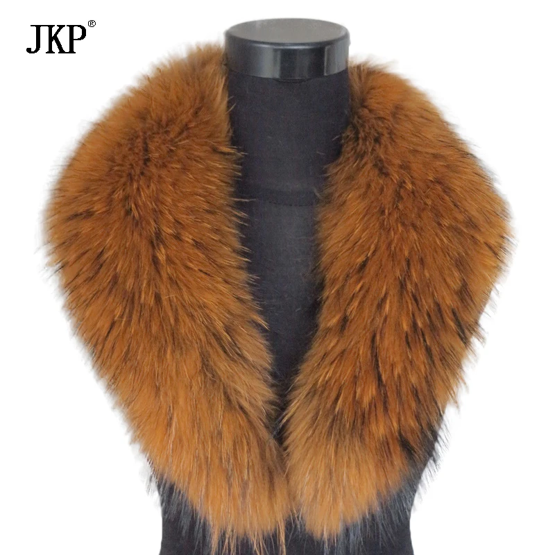 

JKP 2019 Genuine Raccoon Fur Collar Women Real Animal Fur Scarf Winter Warm Natural Fur New Scarves Shawl and Wraps