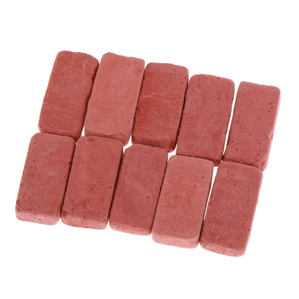 Dollhouse Miniature Red Bricks Pack of 10 Pieces, 1:12 Scale, DIY Decor for Micro Landscape