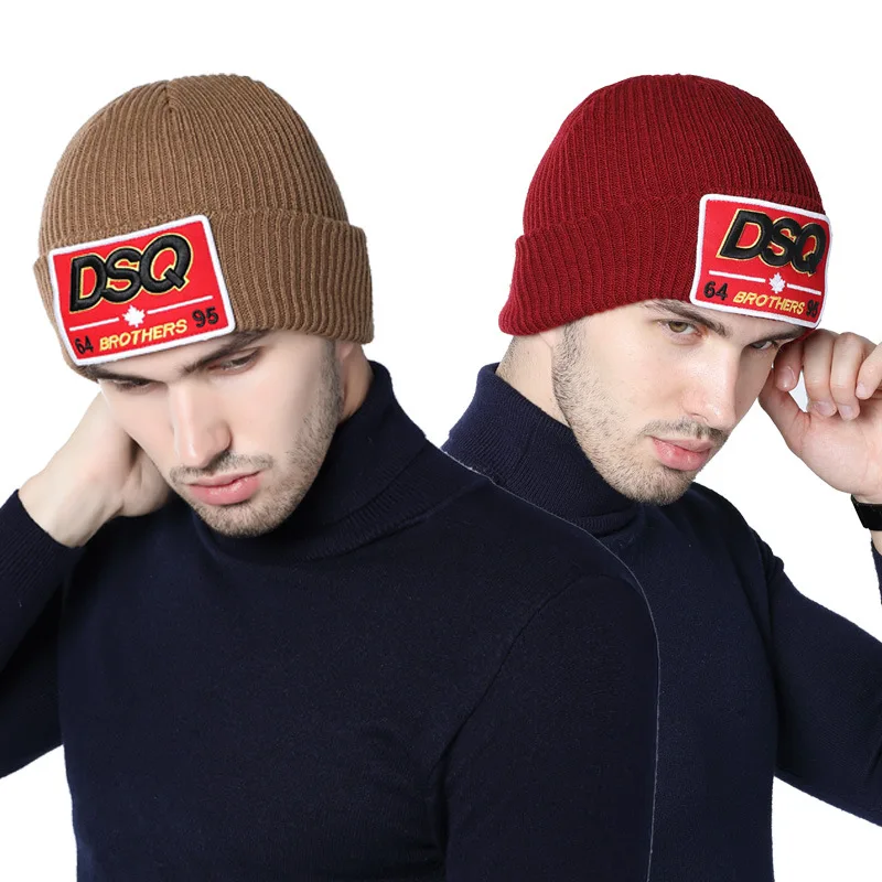 Брендовая зимняя Стильная шапка dsq мужские шапочки и облегающие шапки Теплые