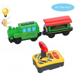 Deluxe Remote - Control Electric Train Set with Wooden Tracks and Magnetic Rail Cars - Perfect Gift (NO.5)