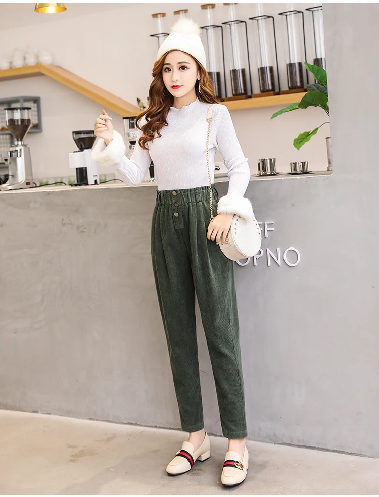 Women Corduroy Pants Vintage Casual Warm Woman Corduroy Trousers Loose Harem Pant S-5XLPlus Size Autumn Winter New Fashion