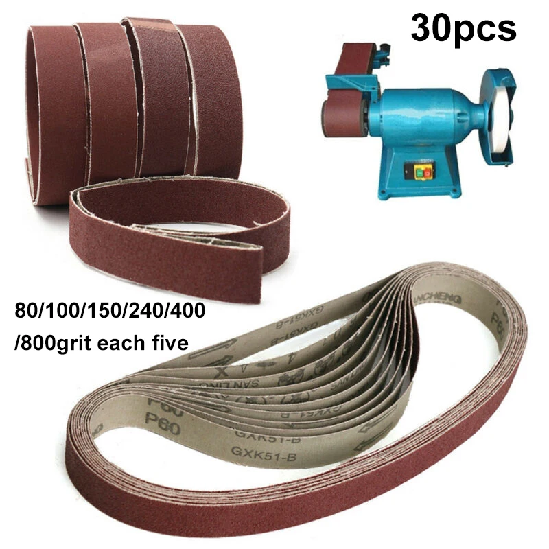 

25x762mm Sanding Belt Aluminum Oxide Sander Abrasive 80-800 Grit Polishing