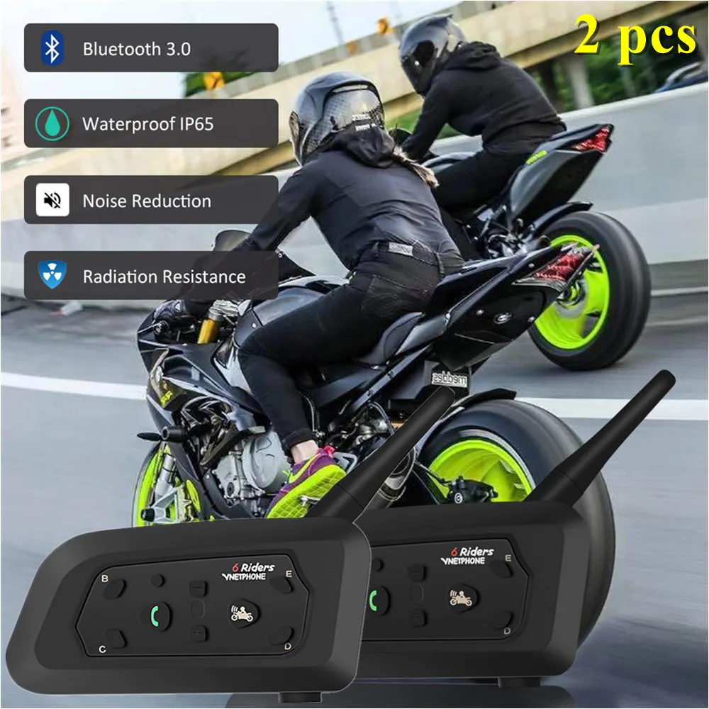 2 шт. рация V6 для мотоцикла домофон Bluetooth шлем гарнитуры 6 райдеров