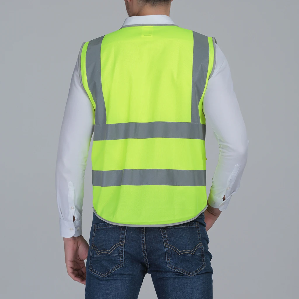 High Visibility Reflective Safety Vest with Pockets Zipper Breathable Mesh Jacket Waistcoat for construction, metro 112x67cm 