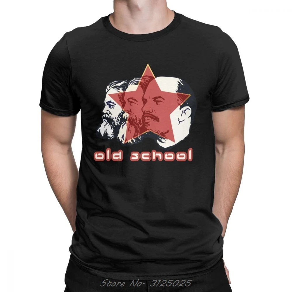 Маркса Энгельс Ленина &quotOld School&quot футболки для мужчин хлопок крутая футболка