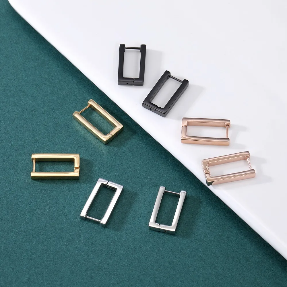 Stainless Steel Hoop Earrings for Women Men Black Rose Gold Plated Circle Round Earring Geometric Classic Cartilage Earrings