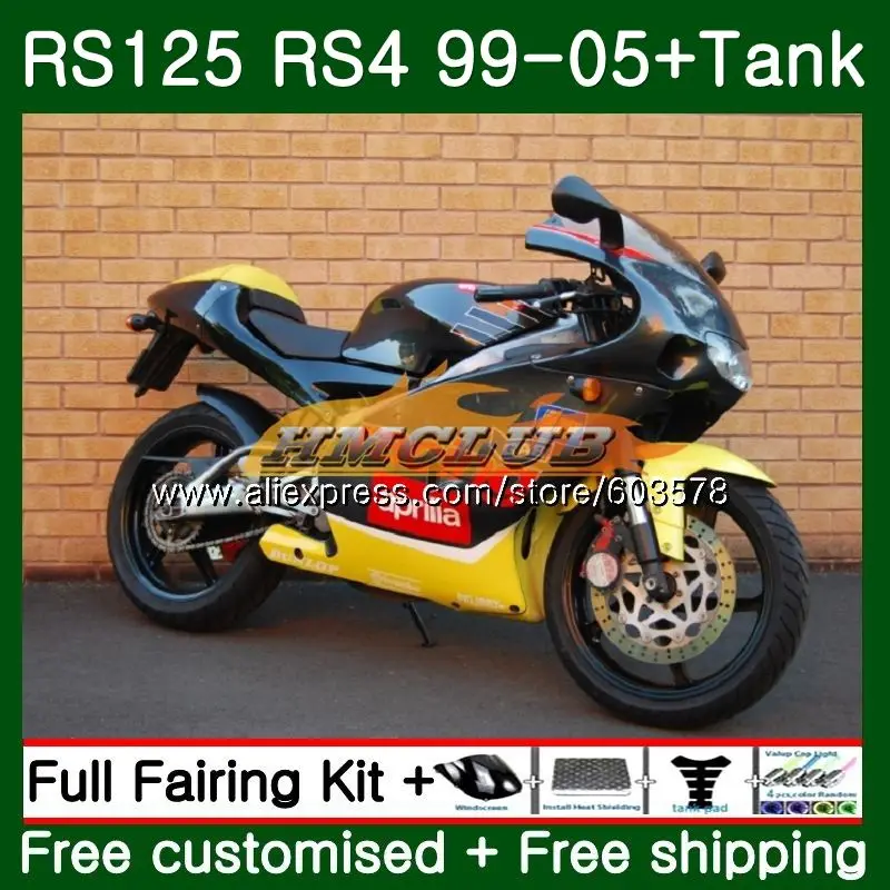 RS125R для Aprilia RS 125 RS125 99 01 02 03 04 05 44CL. 64 RS4 RS-125 RSV125 R 1999 2000 2001 2002 2003 2005 желтого и серого цветов обтекатель