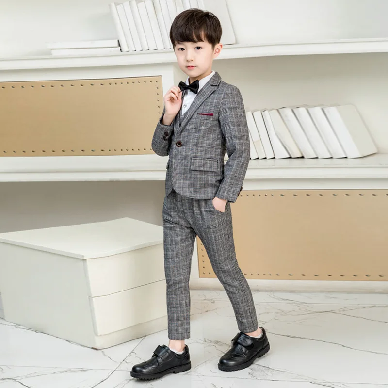 

Children's Small Suit Suit Plus Velvet Thickening Boy Host Speech Dress Boy Wedding Flower Girl Christmas Clothes Boys Clothes