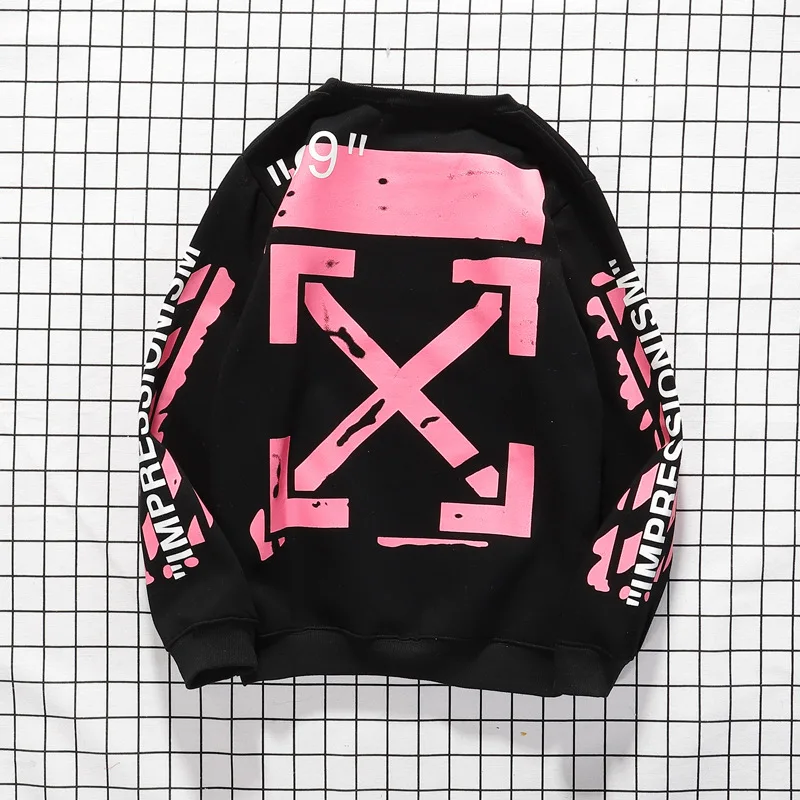 black-pink Женская мода, женские толстовки, граффити, абзацы, рисунок со стрелками, флисовая куртка с капюшоном белого цвета для мужчин и женщин - Цвет: black-pink