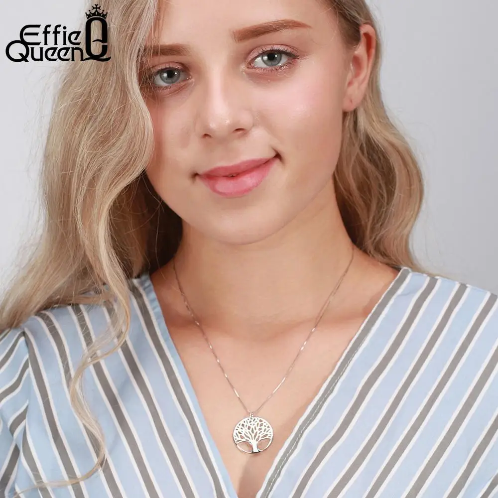 Effie queen, 925 Настоящее Стерлинговое Серебро, Женские Подвески с цепочкой, Европа, полое дерево жизни, Женские Ювелирные изделия, Brincos, подарок, TSN90