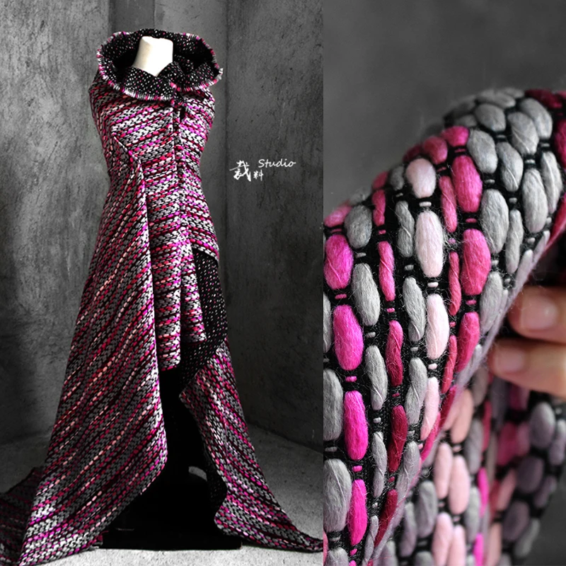 Interwoven fabric color matching contrast wool texture coat designer original fabrics for patchwork | Дом и сад