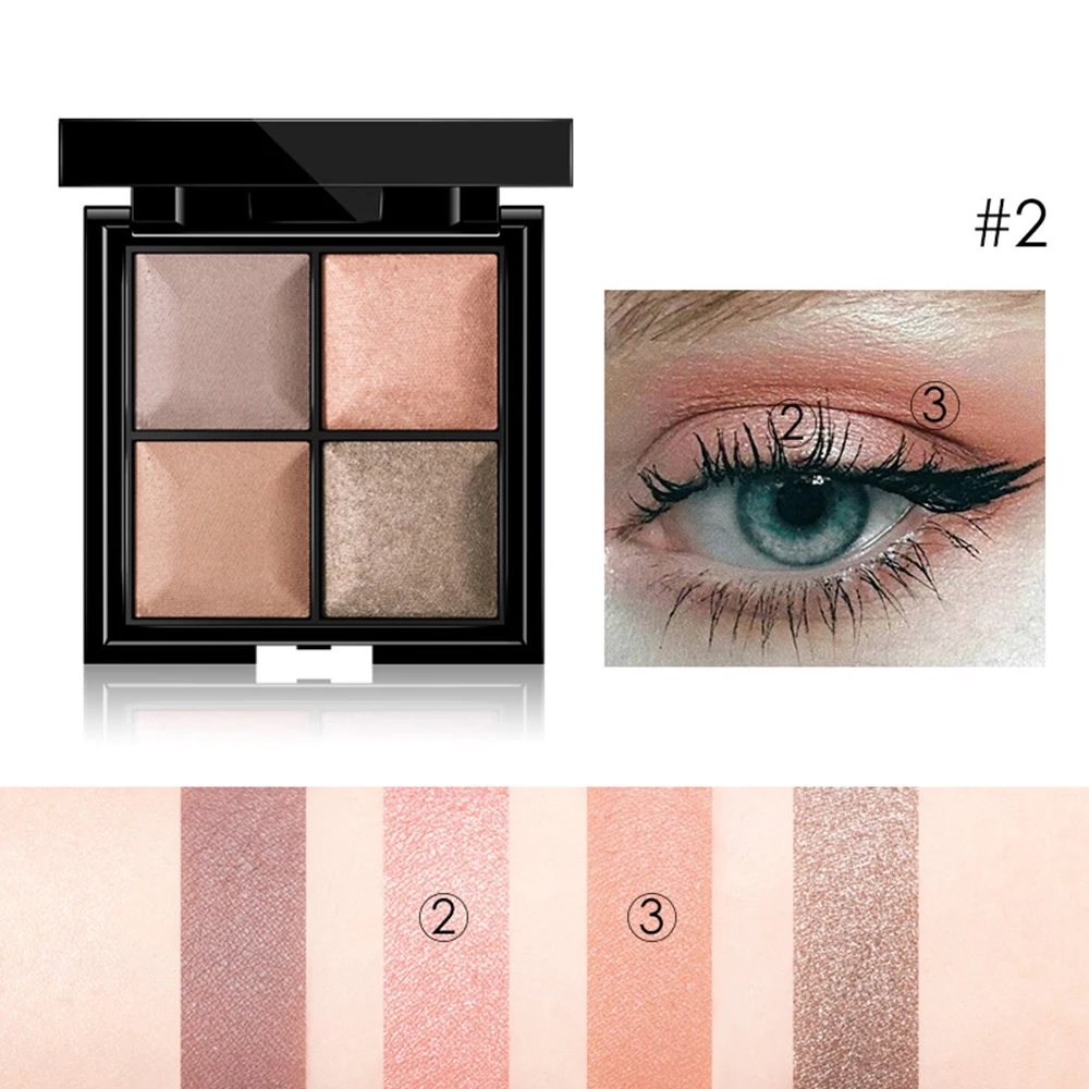 

STAGENIUS 4 Colors Professional Eyeshadow Palette Matte Glitter Shimmer Eye Shadow Long-lasting Beautiful Portable Eye Shadow