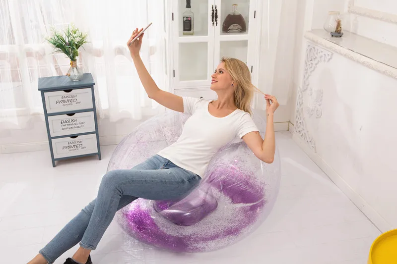 adult purple Детский Надувной диван с блестками, наружный шезлонг, сферический утолщенный Прозрачный современный ленивый диван, украшение для спальни - Цвет: adult purple