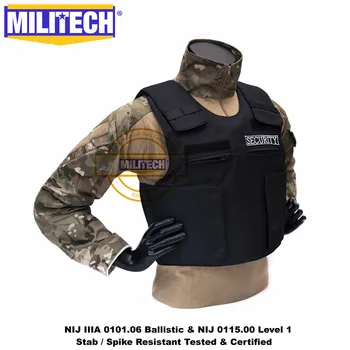 

Militech Black NIJ IIIA 3A and Level 1 Stab Security Style Twaron Aramid Bulletproof Vest Ballistic Bullet Proof Vest
