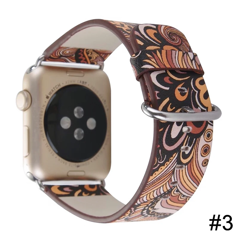 Чехол для Apple Watch 40, 42, 44, 38 мм кожаный чехол для часов серии 5, 4, 3, 2, 1 освежающий цветочный ремешок для часов с китайской росписью - Цвет ремешка: 3