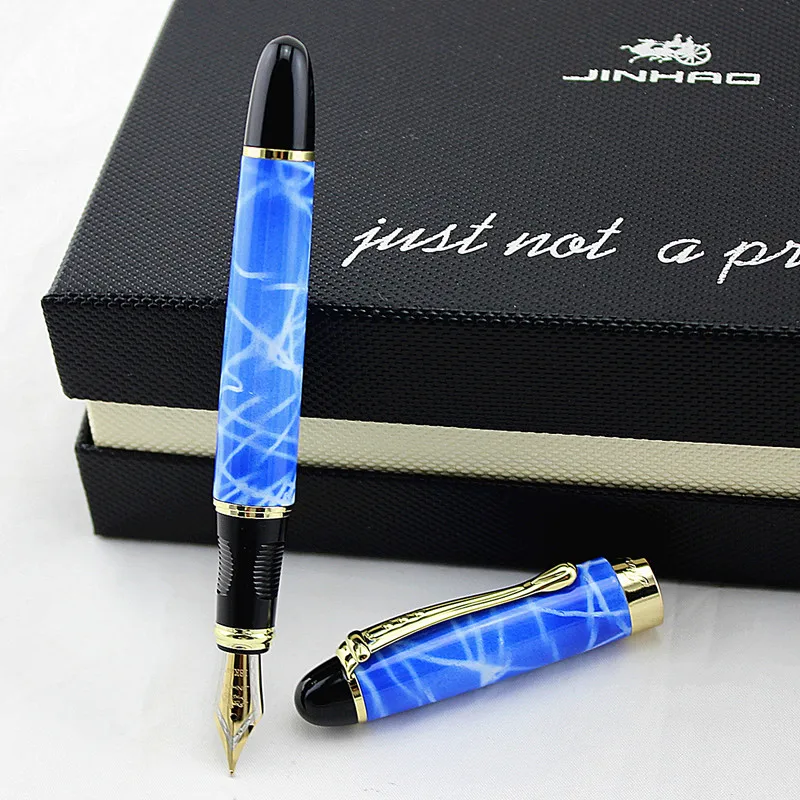 JINHAO X450 Высококачественная Роскошная синяя мраморная перьевая ручка среднего