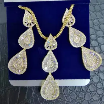 

SISCATHY Trendy Water Drop Necklace Earring Jewelry Sets For Women Cubic Zircon Nigerian Wedding Indian Dubai Bridal Jewelry Set