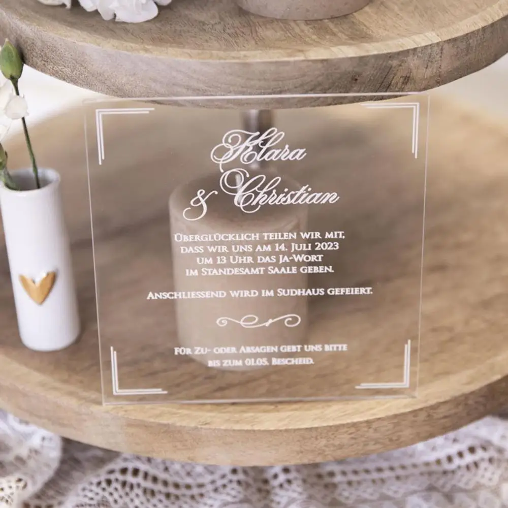 

Personalized custom acrylic invitation card