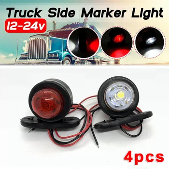 

4pcs LED Red White Side Marker Light Outline Lamp Car Truck Trailer Van 12V/24V Red & White Side Marker Light Lamp Trailer Truck
