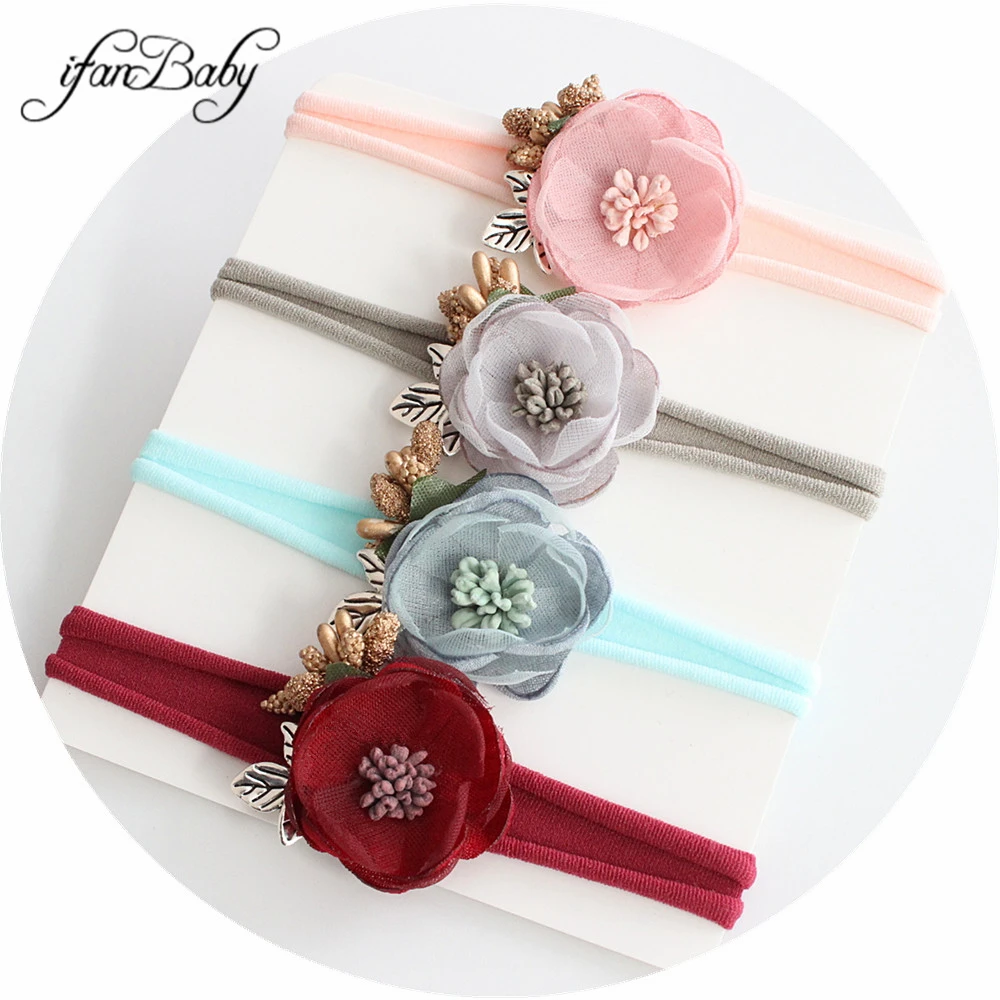 kids nylon headband girl flower headband accessories (1)
