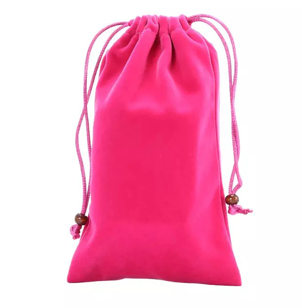Для 6,3 дюймовых мобильных телефонов сумка на шнурке многоцелевой Чехол для хранения мобильного телефона вельвет прочный - Цвет: Rose Red