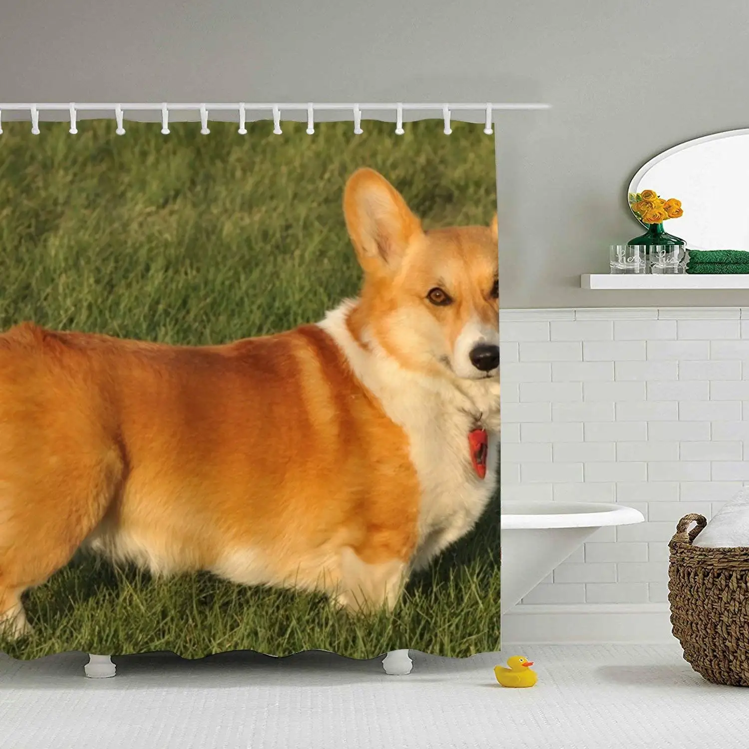 Сияющая ткань Corgi из полиэстера фототкань с крючками водонепроницаемый декор для