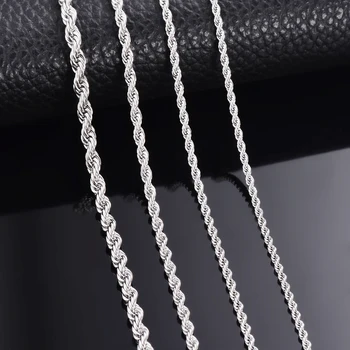 

1 piece Width 2mm/2.5mm/3mm/4mm/5mm/6mm Silver Color Rope Chain Necklace/Bracelet For Men Women Stainless Steel Chain Necklace
