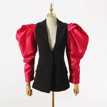 

deat 2020 NEW autumn and winter turn-down collar court styles comtrast colors single button blazer female WJ95605L WHOLESALE