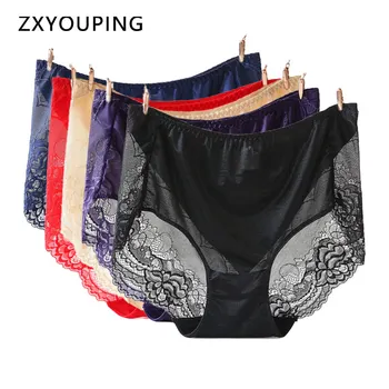 

Women Sexy Lace Panties Plus Size 3XL-6XL High Waist Briefs Ice Silk Breathable Comfortable Underwear Ladies Big Size Lingerie