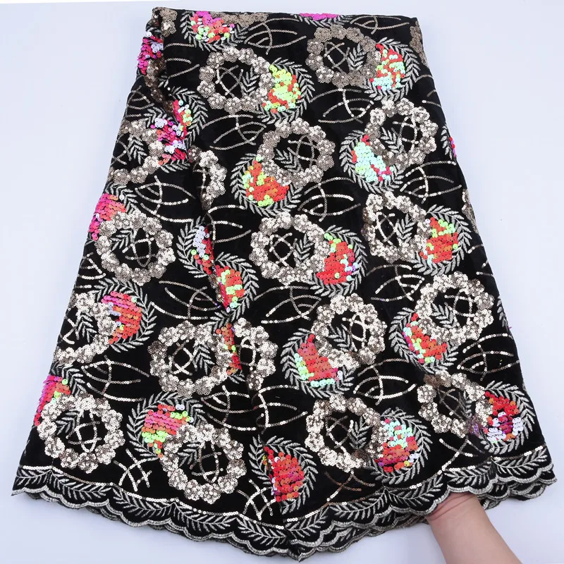 Latest African Lace Fabrics High Quality French Sequins Lace Fabric Nigerian Flannelette Fabric For Sewing Dress Y1753 - Цвет: As Picture 4