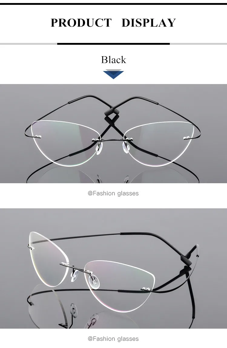 Безободковая оправа из титанового сплава ультралегкие очки бескаркасные кошачий глаз Безвинтовые очки Оптическая Оправа очков для близорукости F860