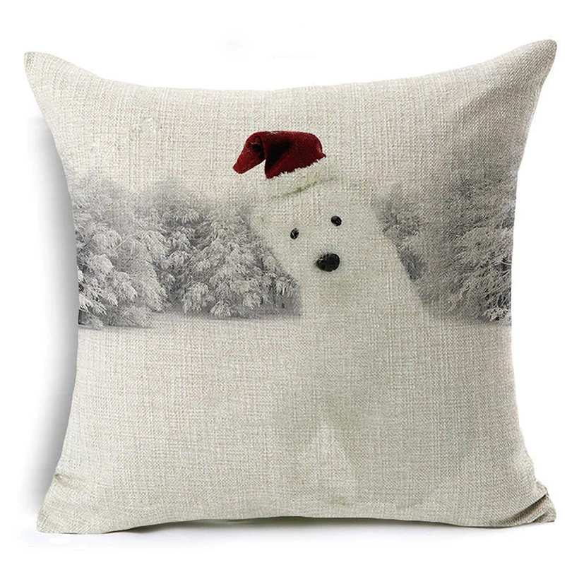 WZH зимнего пейзажа и Снеговик-подушка крышка размером 45*45 см Лен декоративная наволочка Подушка на диван, кровать Чехол - Цвет: 14