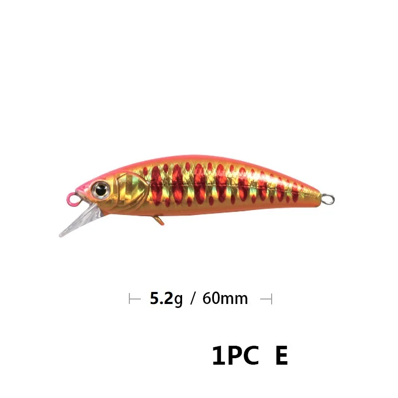 Горячее предложение, новинка, 5 г, 60 мм, приманка для рыбной ловли, мини, маленькая приманка, высокое качество, вибрация, Свинг, жесткая приманка, whopper plopper PESCA, воблер, Япония - Цвет: E