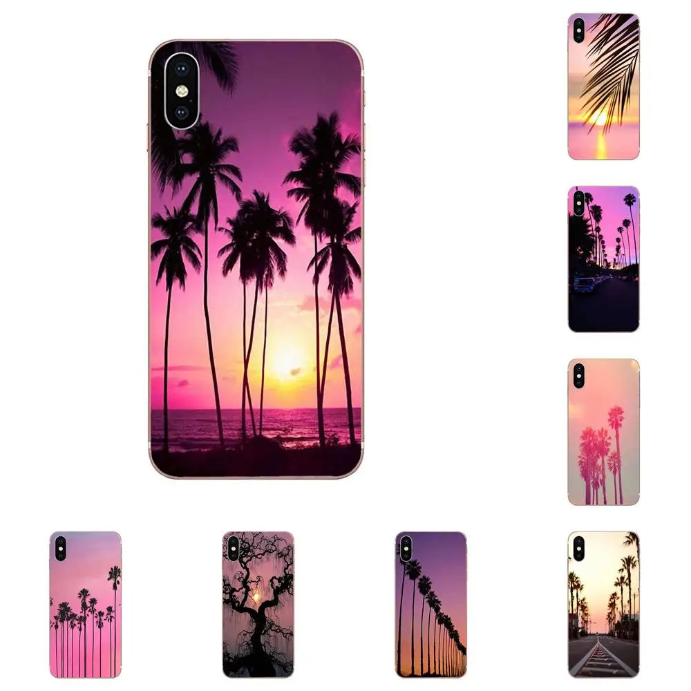 Дерево Розовый закат califoria стиль милый для Apple IPhone X XS Max XR 4 4s 5 5C 5S SE 6 6S 7 8 Plus Мягкий