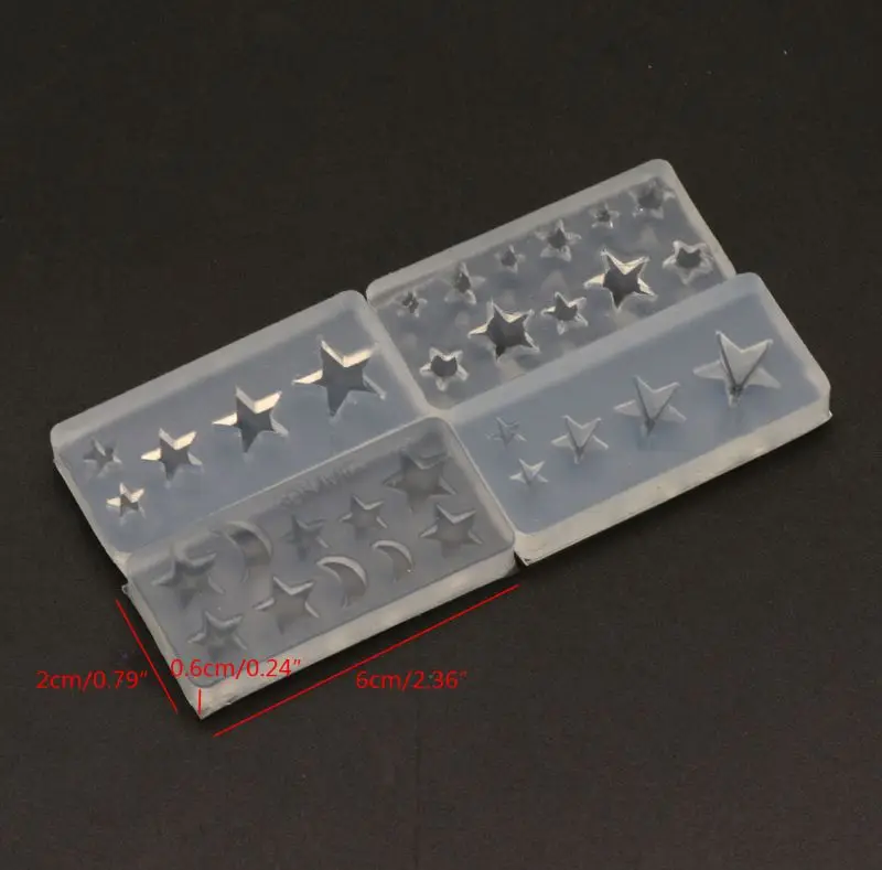 4Pcs Moon Star Nail Art Silicone Mold Template Mould Kit Resin Jewelry Mold Kit