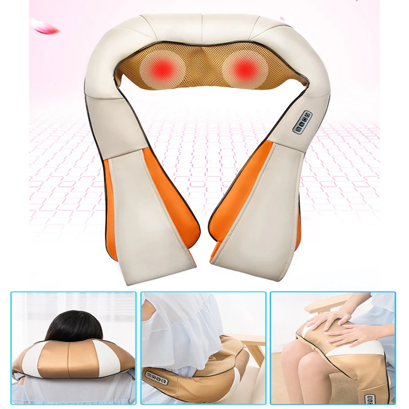 Shoulder Massager Shiatsu Back Neck Shoulder Deep Kneading Electric Heat Massager Therapy