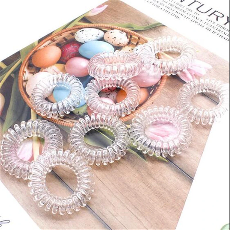 5/10pcs Transparent Popular hairwear  telephone wire hair band hair rope wholesale hair accessories for women elastic hairband ladies head wraps