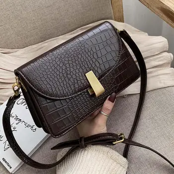 

Stone pattern Square Crossbody bag 2020 Fashion New High Quality PU Leather Women's Designer Handbag Lock Shoulder Messenger Bag