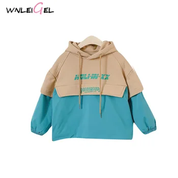 

WLG baby girl winter patchwork fanshion active loose soft hooded cloth hip hop thick velvet warm cotton casaul swatshirt
