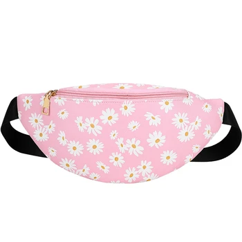 

Women Daisy Print Waist Pack, Adjustable Dumpling Shaped Chest Bag Wild Style Zipper Crossbody