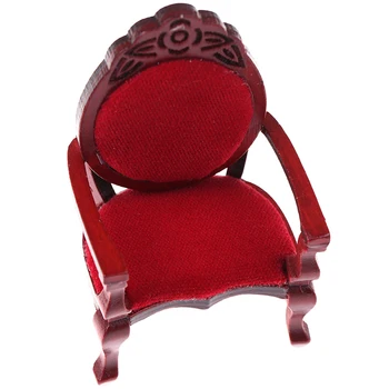 

1pcs 1:12 Mini Wooden Carved Peach Shape Chair Vintage DIY Decoration Doll House Sofa Chair Furniture Accessories