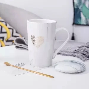 Mug Lovers Cup Ceramic Home Cute Water Cup Coffee Mug Mug with Lid Spoon Teacup Cups and Mugs Coffee Cup Cups and Mugs Mug - Цвет: 400ML