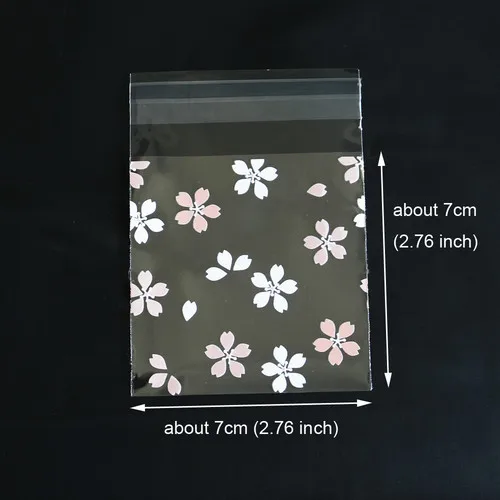 7x7cm 100 шт вишневые цветы Пластиковые Сумки Конверт самоклеющиеся Resealable Подарочная сумка Sakura Канцелярские конверты 7X7 см офисная школа - Цвет: 7x7cm